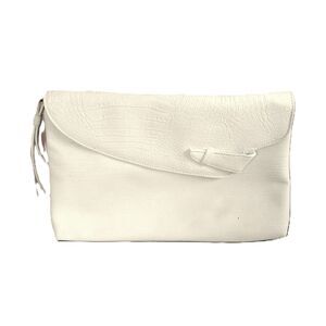 White 80s 90s Vintage Oversized Faux Leather Clutch Wristlet